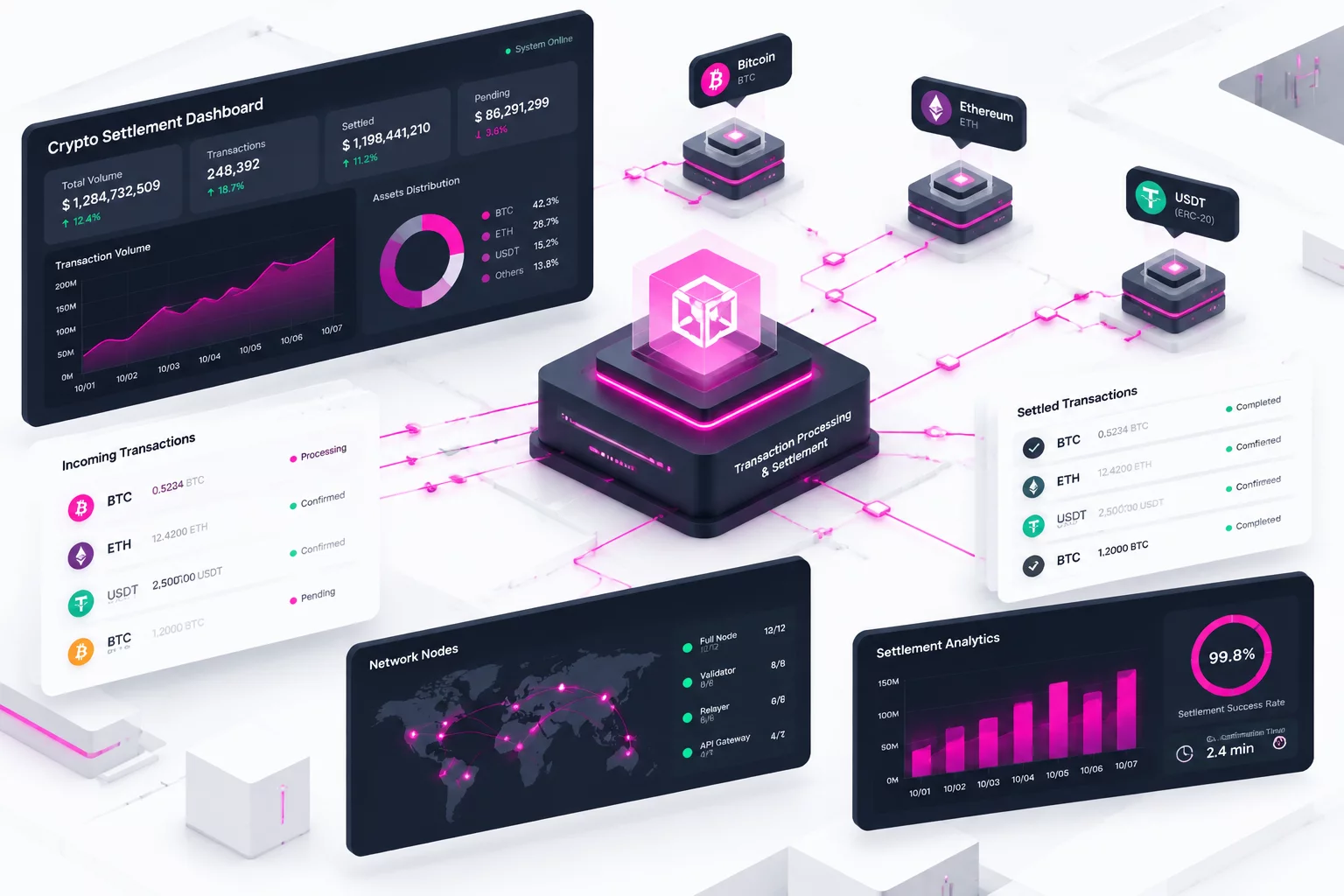 TokenSettleHub Automated Analytics Dashboard Interface